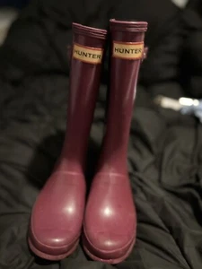 Hunter Girls Original Purple Tall Rain Winter Boots Waterproof Size 3/4 - Picture 1 of 9