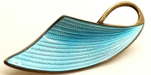 VINTAGE AKSEL HOLMSEN NORWAY 925S STERLING BLUE ENAMEL BROOCH - Picture 1 of 5