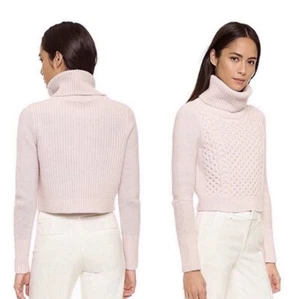 CLUB MONACO New Lambswool Rabbit Hair Dusty Pink Cropped Sweater Medium Knit - Picture 1 of 9