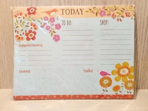 Two Birds Flowers Horizontal TODAY Note Pad Planner Organizing Attachable Magnet - Picture 1 of 4
