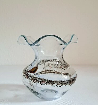 Vase Glasbläserei Bad Malente, Kragenvase, 16 cm, ausgek. Abriss, 1A Zustand! - Bild 1 von 4