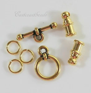 Pagoda End Cord Set, 2mm, TierraCast, Gold Plated, 1 Set, 1125 - Picture 1 of 3