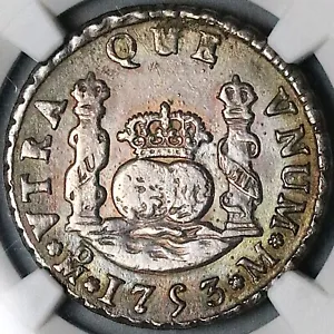 Moneda Colonial Fernando V 2 Reales Pilares México 1753-Mo NGC XF (25021601C) - Imagen 1 de 6