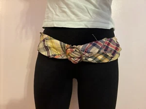 VINTAGE Plaid Belt Tie Handmade 2000’s Cotton Stitched Eccentric Unique OOAK - Picture 1 of 8