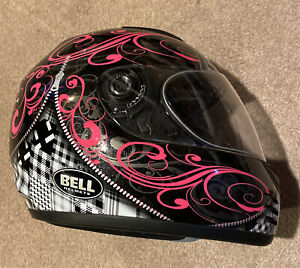 Women's Graphic Bell Zipper Motorcycle Bike Helmet Pink Size XS