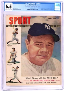 1948 Sport Magazine Vol. 4, No. 5 w/ Babe Ruth on Cover, CGC 6.5, Encapsulated - Picture 1 of 4