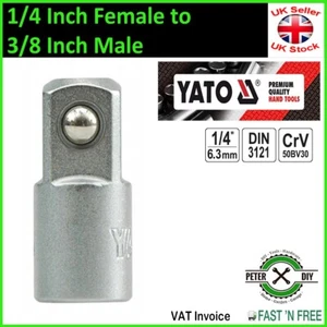Adaptador de enchufe macho de 1/4 de pulgada hembra a 3/8 de pulgada YATO YT-1438 - Imagen 1 de 1