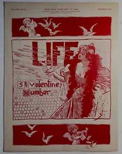 Antique 1896 Life magazine Valentine cover illustrator Charles Johnson - Picture 1 of 7