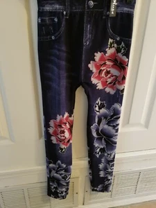 Jeans Skinny Leggings Stretch Denim Pants Trousers Fashion Women Floral Print - Picture 1 of 3