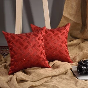 designer pillow covers red embroidered cushion cover living room decor pillow 2p - Picture 1 of 7