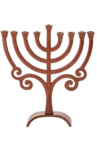 Traditional Style With a Modern Twist Brown Metal Menorah  8.5" x 2" x 8.5" High - Bild 1 von 1