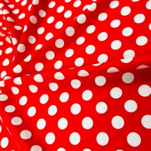 Tela elástica 4 vías lunares blancos fondo rojo spandex por yarda para trajes de baño - Imagen 1 de 7