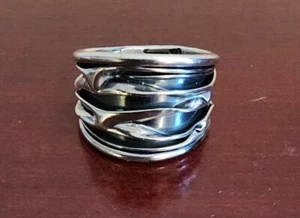 VINTAGE 925 STERLING SILVER CRUSHED CAN PATTERN RING. SIZE 11. 7.36GRS - Picture 1 of 8