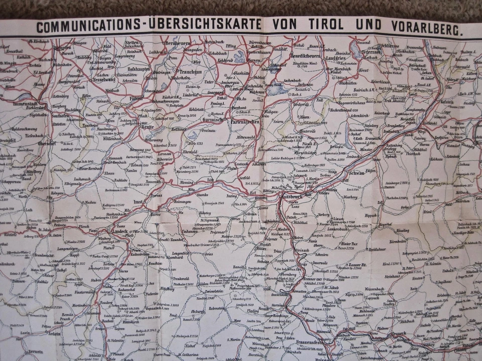 AUSTRIA, WESTERN, 1879 MILITARY COMMUNICATIONS MAP with TIROL, VORALBERG - Image 1 of 4
