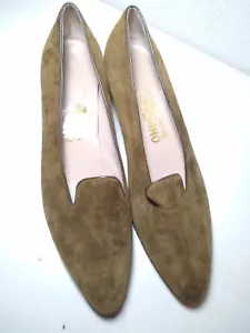 Salvatore Ferragamo Womens Shoes/Pumps Green Suede Heels Size 10 - FREE S&H! - Picture 1 of 9