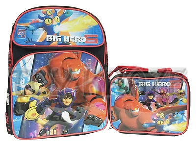 ¡JUEGO DE MOCHILA Y LONCHERA BIG HERO 6! BOLSO ESCOLAR NEGRO ROJO HÉROES BOLSO 16" NUEVO CON ETIQUETAS Foto 1 de 4