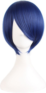 MapofBeauty Short Straight Cosplay Costume Wig Party Wig Dark Blue/Black