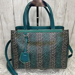 FENDI Shoulder Bag Purse 2Jours Green Blue Authentic - Picture 1 of 24