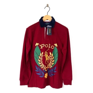 Polo Ralph Lauren Calce Clásico Uni Crest Rugby Camisa Roja Manga Larga Talla XS NUEVO - Imagen 1 de 12