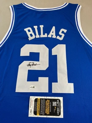 DUKE BLUE DEVILS JAY BILAS AUTOGRAPH #21 NIKE BLUE BASKETBALL JERSEY JSA CI33481 - Image 1 of 4