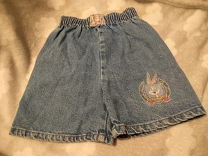 Vintage Looney Tunes Blues High Waisted Denim Shorts!! boys size Medium - Picture 1 of 3