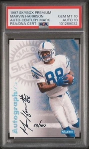 1997 SkyBox Premium Autographics Century Marks Marvin Harrison Auto 23/100 PSA10 - Picture 1 of 7