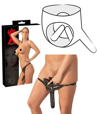 Slip in lattice con triplo fallo vaginale anale pene finto indossabile dildo sex - Immagine 1 di 4