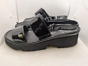 Thierry Rabotin Barton EU 41 US 10.5 black patent cross-over platform sandal - Bild 1 von 10