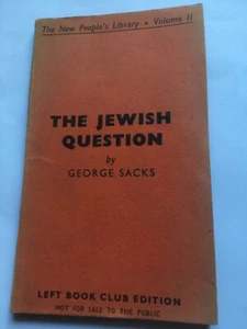 The Jewish Question - 1937 -History - G Sacks -  PB - New People's Library (A10) - Bild 1 von 1