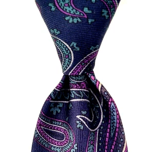 ROBERT TALBOTT Vintage Italian Ancient Madder Tie Paisley Navy/Multi EUC X-LONG - Picture 1 of 5