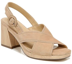 Naturalizer Renly Bamboo Block Heel Sandal Womens 8.5W Tan Peep Toe G9747L1250 - Picture 1 of 14