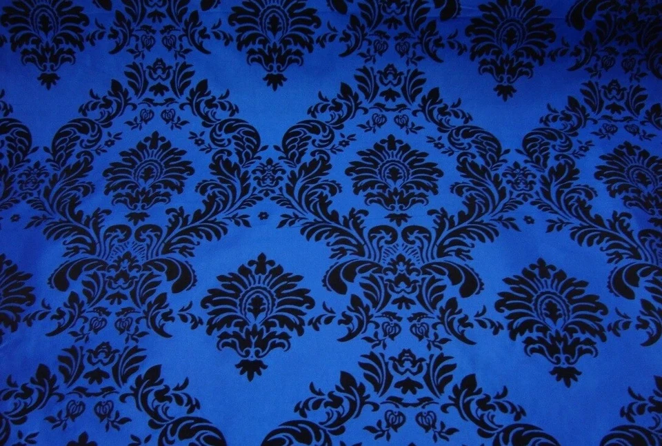 VESTIDO FLOCADO TERCIOPELO DAMASCO TAFETÁN AZUL REAL DECORACIÓN DEL HOGAR ROPA PATIO Foto 1 de 1