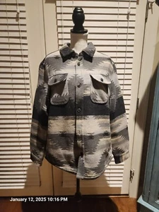 Giacca camicia foderata in pile sherpa misto lana azteca sud-ovest Jachs uomo nuova con etichette XL - Foto 1 di 6