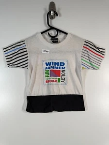Vtg Wind Jammer Kids Boys Logo Graphic Tee T Shirt White Sz 6 12.5x15 USA - Picture 1 of 9