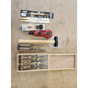 Japanese Vintage Carpenter Tool set chisel Hand plane hand saw hammer etc /20r - Picture 1 of 4