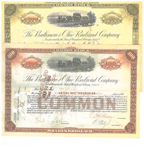 The Baltimore and Ohio Railroad Company set of 2 stock certificates - Picture 1 of 1