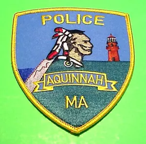 AQUINNAH MASSACHUSETTS ( MA VARIETY ) 4 7/8" (LIGHTHOUSE INDIAN) POLICE PATCH - Picture 1 of 1
