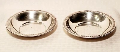 Vintage Royal Family Silver Plated Bowl Teardrop Border Pattern 5 5/8 in 2 pcs - Image 1 of 4