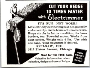 PRINT AD 1936 Skilsaw Electrimmer Electric Hedge Trimmer Chicago SMALL 2 x 3 - Picture 1 of 3