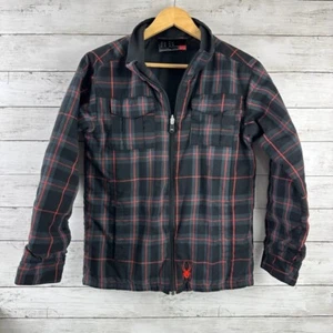 Spyder Kids Youth Boys XL Black red Plaid Full Zip Shacket Flannel Jacket - Picture 1 of 12