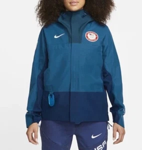 Nike USA Olympic ACG Gore-Tex Chain of Craters Blue Jacket DD8852-492 Women Sz L - Picture 1 of 12
