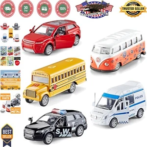 Set of 5 Die-Cast Toy Cars with Openable Doors - Pull Back Action Gift Pack - Picture 1 of 10