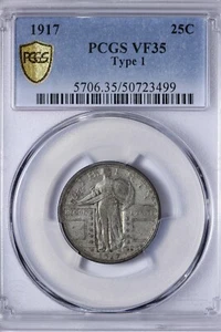 1917 Type 1 Standing Liberty Quarter PCGS VF35 URCAM - Picture 1 of 3