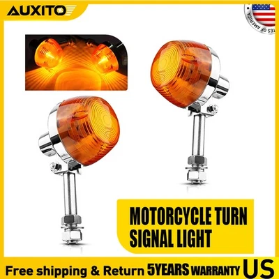 Amber Turn Signal Light Chrome Housing For 12V Motorcycle Universal Fit Honda - Image 1 of 4