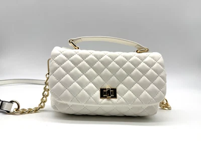 INC Tollaan Acolchado Imitación Cuero Asa Superior Mini Bandolera - Blanco y Dorado Foto 1 de 4