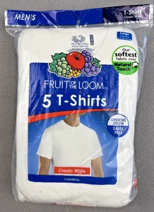 Camisetas Fruit Of The Loom Clásicas Blancas Talla Grande 5 Camisas Etiqueta Sin 2011 NUEVAS - Imagen 1 de 7