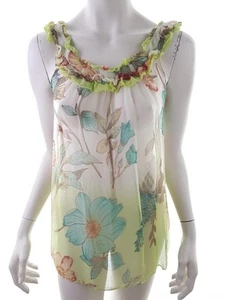 DERHY Size M Green Blouse Viscose 100% Sleeveless - Picture 1 of 5