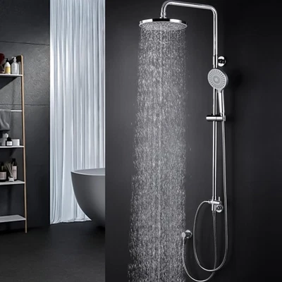 Duschsystem Edelstahl 8 Zoll Regendusche Handbrause Chrom Wasser Set - Bild 1 von 4