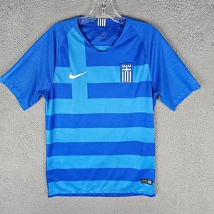 Nike Greece Away Soccer Jersey 2018 Small Blue Striped Short Sleeve AA3079-439 - Picture 1 of 12