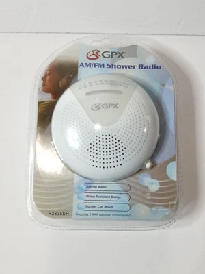 NOS GPX AM/FM Shower Clock Radio Water Resistant NIB R2835SH - Image 1 of 2